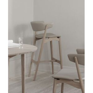 Sibast Furniture No 7 Bar Stool Fuldpolstret SH: 65 cm - Hvidolieret Eg/Læder Light Grey