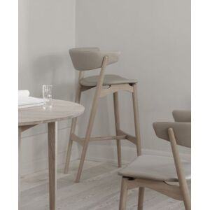 Sibast Furniture No 7 Bar Stool Fuldpolstret SH: 75 cm - Hvidolieret Eg/Læder Light Grey