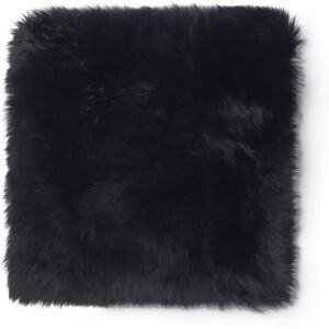 Natures Collection Zero Waste Seat Cover New Zealand Sheepskin Long Wool 35x35 cm - Black