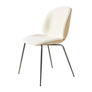 GUBI Beetle Dining Chair Conic Base SH: 43,5 cm - Antique Brass Base/Walnut Shell/Belsuede