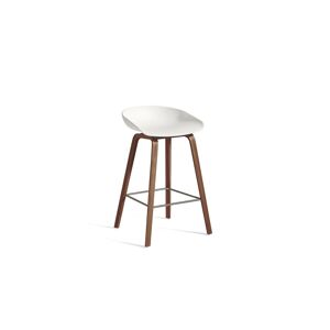 HAY AAS 32 Eco Barstol High SH: 65 cm - Lacquered Walnut Veneer/White/Stainless Steel Footrest