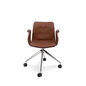 Bent Hansen Primum Dynamic Armchair w. Wheels SH: 46 cm - Polished Aluminium/Davos Brown 2669 Leather