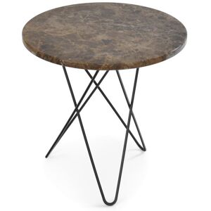 OxDenmarq OX Denmarq MINI O Table Ø: 40 cm - Black Powder Coated Steel/Brown Emperador Marble