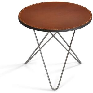 OxDenmarq OX Denmarq MINI O Table Ø: 40 cm - Stainless Steel/Leather Cognac