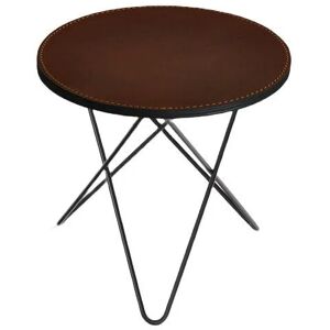 OxDenmarq OX Denmarq MINI O Table Ø: 40 cm - Black Powder Coated Steel/Leather Mocca