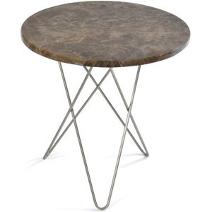 OxDenmarq OX Denmarq MINI O Table Ø: 40 cm - Stainless Steel/Brown Emperador Marble