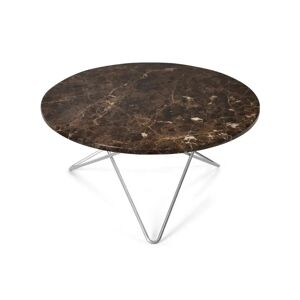 OxDenmarq OX Denmarq O Table Sofabord Ø: 80 cm - Stainless Steel/Brown Emperador Marble