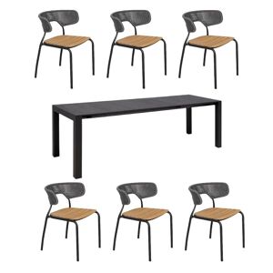 Mindo 111 Dining Table Extension 263x100 cm w. 6 101 Chairs - Dark Grey