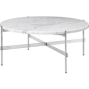 GUBI TS Coffee Table Ø: 80 cm - Polished Steel/White Carrara Marble