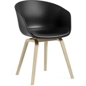 HAY AAC 22 About A Chair w. Fixed Seat Cushion SH: 46 cm - Soaped Oak Veneer/Black/Sierra SI 1001