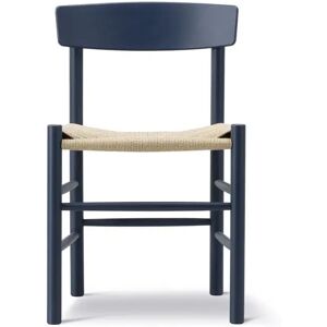 Fredericia 3239 J39 Mogensen Spisebordsstol SH: 46 cm - Indigo Blue Bøg/Naturfarvet Flet