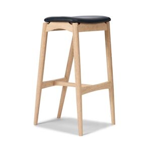 Sibast Furniture No 7 Barstol Høj H: 75 cm - Eg Hvidolie/Sort Læder