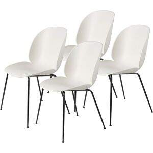 GUBI Beetle Dining Chair Conic Base 4 stk - Black Matt Base/Alabaster White Shell