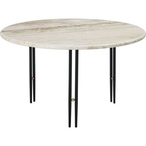 GUBI IOI Coffee Table Round Ø: 70 cm - Black Semi Matt/Brass Sphere/Rippled Beige