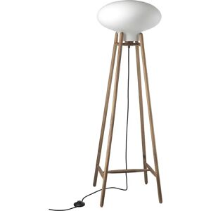 FDB Møbler U5 Hiti Gulvlampe m. Sort Ledning H: 124 cm - Lakeret Valnød/Opal Glas