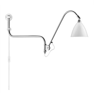 GUBI Bestlite BL10 Wall Lamp Ø:16 cm Chrome Base - Matt White skærm