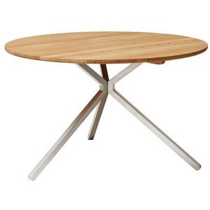 Form & Refine Frisbee Round Table Ø: 120 cm - Oiled Oak/Matt Chrome Steel UDSTILLINGSMODEL OUTLET