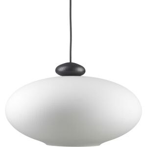 FDB Møbler Philip Bro U3 Pendel m. Sort Ledning Ø: 40 cm - Sortmalet Eg/Opal Glas