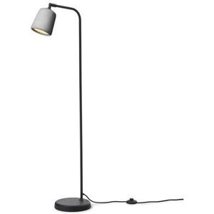 New Works Material Floor Lamp H: 125 cm - Light Grey Concrete/Black Base