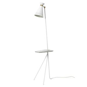 Warm Nordic Cone Floor Lamp With Table H: 144 cm - Clear White/Marble