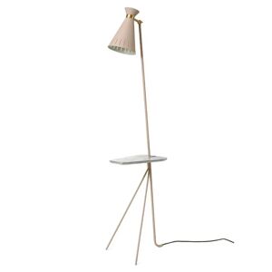 Warm Nordic Cone Floor Lamp With Table H: 144 cm - Pure Cashmere/Marble