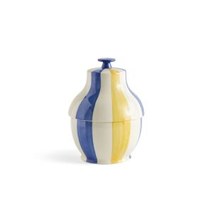 HAY Sobremesa Stripe Cookie Jar H: 25,5 cm - Blue and Yellow OUTLET