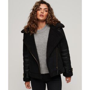 Superdrytil Kvinder. W5011689a Aviatorjakke I Syntetisk Lammeskind, Sort (S), Casual, Polyester Superdrytil Kvinder. W5011689a Aviatorjakke I Syntetisk Lammeskind, Sort (S), Casual, Polyester
