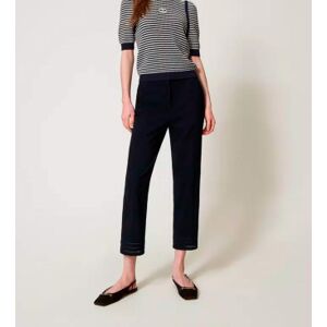 Twinsettil Kvinder. 251tp2042 Lige Bukser Med Navy-Broderi (40), Blå, Casual, Polyester Twinsettil Kvinder. 251tp2042 Lige Bukser Med Navy-Broderi (40), Blå, Casual, Polyester