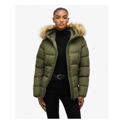 Superdrytil Kvinder. W5011928a Fuji Puffer Jacket Med Bælte, Grøn (Xxs), Casual, Polyester Superdrytil Kvinder. W5011928a Fuji Puffer Jacket Med Bælte, Grøn (Xxs), Casual, Polyester