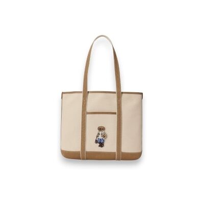 Polo Ralph Laurentil Kvinder. 428p18487001 Lille Tote Shopper-Taske Med Polo Bear I Beige (Osfa), Casual, Bomuld Polo Ralph Laurentil Kvinder. 428p18487001 Lille Tote Shopper-Taske Med Polo Bear I Beige (Osfa), Casual, Bomuld