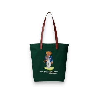 Polo Ralph Laurentil Mænd. 405p13610001 Us Open Twill Tote Shopper Taske Grøn (Osfa), Casual, Bomuld Polo Ralph Laurentil Mænd. 405p13610001 Us Open Twill Tote Shopper Taske Grøn (Osfa), Casual, Bomuld
