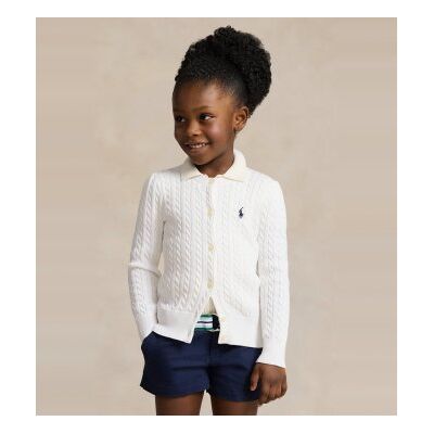 Polo Ralph Laurentil Piger. 312543047064 Hvid Cardigan I Bomuld Med Snoninger (5años= 109/116cm), Casual, Børnetøj Polo Ralph Laurentil Piger. 312543047064 Hvid Cardigan I Bomuld Med Snoninger (5años= 109/116cm), Casual, Børnetøj