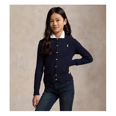Polo Ralph Laurentil Piger. 313543047011 Marineblå Cardigan I Bomuld Med Snoninger ((S) 7años= 130/134cm), Casual, Børnetøj Polo Ralph Laurentil Piger. 313543047011 Marineblå Cardigan I Bomuld Med Snoninger ((S) 7años= 130/134cm), Casual, Børnetøj