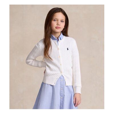 Polo Ralph Laurentil Piger. 313543047064 Hvid Cardigan I Bomuld Med Snoninger ((S) 7años= 130/134cm), Casual, Børnetøj Polo Ralph Laurentil Piger. 313543047064 Hvid Cardigan I Bomuld Med Snoninger ((S) 7años= 130/134cm), Casual, Børnetøj