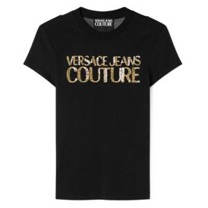 Versace Jeans Couturetil Mænd. 78hahe00-Cj02e Institutional T-Shirt Logo Med Krystaller Sort (L), Casual, Bomuld, Korte Ærmer Versace Jeans Couturetil Mænd. 78hahe00-Cj02e Institutional T-Shirt Logo Med Krystaller Sort (L), Casual, Bomuld, Korte Ærmer