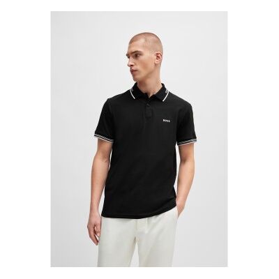 Bosstil Mænd. 50506193 Polo Paul Sort (S), Casual, Bomuld, Korte Ærmer Bosstil Mænd. 50506193 Polo Paul Sort (S), Casual, Bomuld, Korte Ærmer