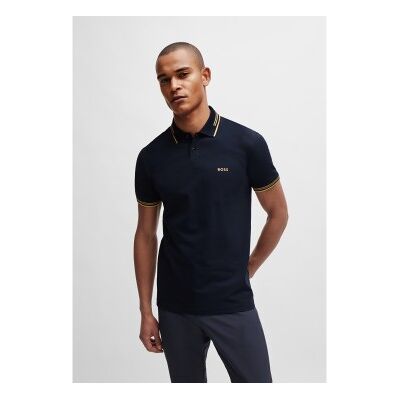 Bosstil Mænd. 50506193 Paul Navy Polo Shirt (M), Casual, Bomuld, Korte Ærmer, Blå Bosstil Mænd. 50506193 Paul Navy Polo Shirt (M), Casual, Bomuld, Korte Ærmer, Blå
