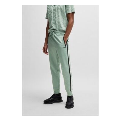 Bosstil Mænd. 50537373 Sweatpants Med Afslappet Pasform Og Grønne Jacquardvævede Cirkler (Xs), Casual, Polyester Bosstil Mænd. 50537373 Sweatpants Med Afslappet Pasform Og Grønne Jacquardvævede Cirkler (Xs), Casual, Polyester