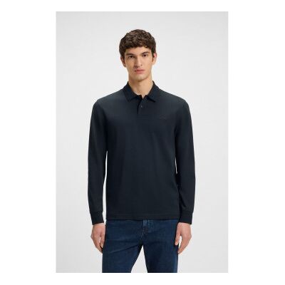 Bosstil Mænd. 50527525 Interlock Polo Shirt Navy (3xl), Casual, Bomuld, Lange Ærmer, Blå Bosstil Mænd. 50527525 Interlock Polo Shirt Navy (3xl), Casual, Bomuld, Lange Ærmer, Blå