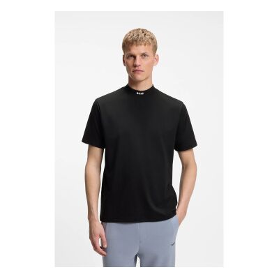 Bosstil Mænd. 50562120 T-Shirt Sort Krave (S), Casual, Bomuld, Korte Ærmer Bosstil Mænd. 50562120 T-Shirt Sort Krave (S), Casual, Bomuld, Korte Ærmer