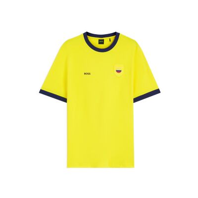 Bosstil Mænd. 50562134 T-Shirt Med Gult Flag (M), Casual, Korte Ærmer, Økologisk Bomuld Bosstil Mænd. 50562134 T-Shirt Med Gult Flag (M), Casual, Korte Ærmer, Økologisk Bomuld
