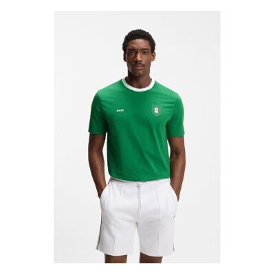 Bosstil Mænd. 50562134 T-Shirt Med Flag (M), Casual, Grøn, Korte Ærmer, Økologisk Bomuld Bosstil Mænd. 50562134 T-Shirt Med Flag (M), Casual, Grøn, Korte Ærmer, Økologisk Bomuld