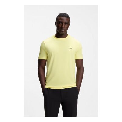 Bosstil Mænd. 50506373 T-Shirt Med Gul Logodetalje (L), Casual, Bomuld, Korte Ærmer Bosstil Mænd. 50506373 T-Shirt Med Gul Logodetalje (L), Casual, Bomuld, Korte Ærmer
