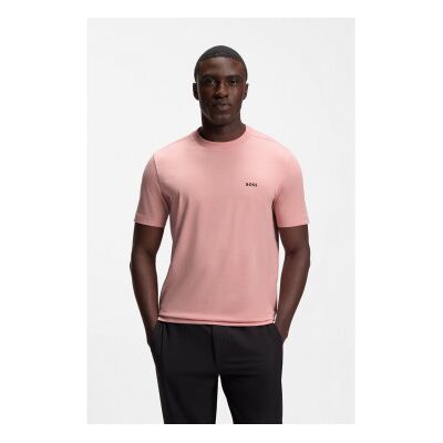 Bosstil Mænd. 50506373 T-Shirt Med Logodetalje Pink (S), Casual, Bomuld, Korte Ærmer Bosstil Mænd. 50506373 T-Shirt Med Logodetalje Pink (S), Casual, Bomuld, Korte Ærmer