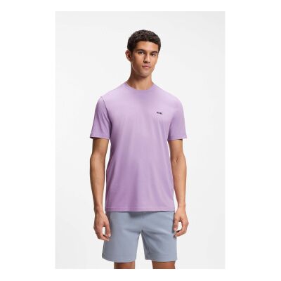 Bosstil Mænd. 50506373 T-Shirt Detalje Lilla (L), Casual, Bomuld, Korte Ærmer Bosstil Mænd. 50506373 T-Shirt Detalje Lilla (L), Casual, Bomuld, Korte Ærmer