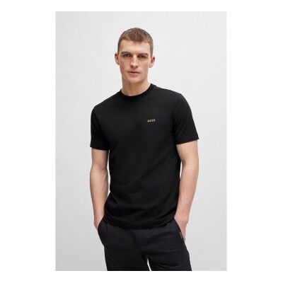 Bosstil Mænd. 50506373 Elastisk T-Shirt Sort (L), Casual, Bomuld, Korte Ærmer Bosstil Mænd. 50506373 Elastisk T-Shirt Sort (L), Casual, Bomuld, Korte Ærmer