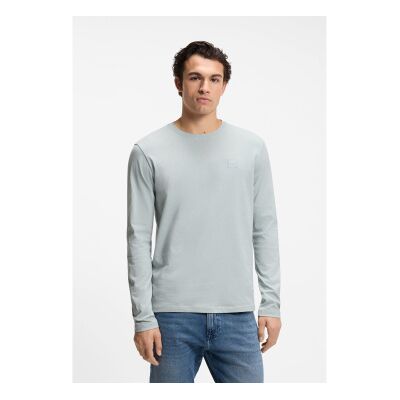 Bosstil Mænd. 50512111 Tacks Sølvfarvet T-Shirt (S), Casual, Bomuld, Lange Ærmer Bosstil Mænd. 50512111 Tacks Sølvfarvet T-Shirt (S), Casual, Bomuld, Lange Ærmer