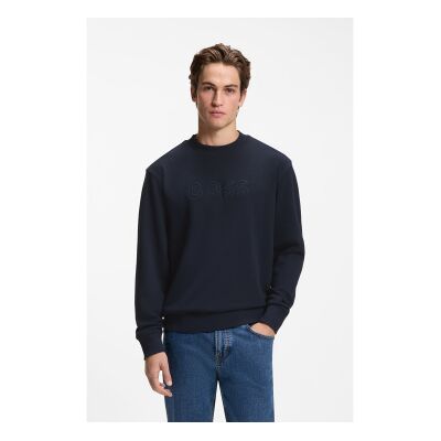 Bosstil Mænd. 50567420 Jersey We Logo Marineblå (L), Casual, Bomuld, Lange Ærmer Bosstil Mænd. 50567420 Jersey We Logo Marineblå (L), Casual, Bomuld, Lange Ærmer