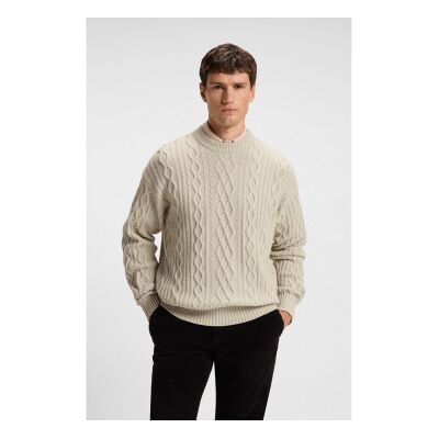 Bosstil Mænd. 50548689 Kableto Beige Trøje (L), Casual, Polyester Bosstil Mænd. 50548689 Kableto Beige Trøje (L), Casual, Polyester