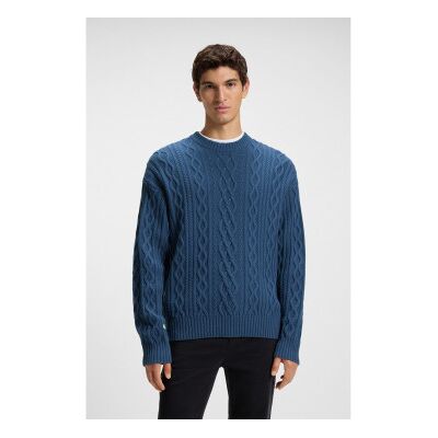 Bosstil Mænd. 50548689 Kableto Trøje Blå (Xxl), Casual, Bomuld Bosstil Mænd. 50548689 Kableto Trøje Blå (Xxl), Casual, Bomuld